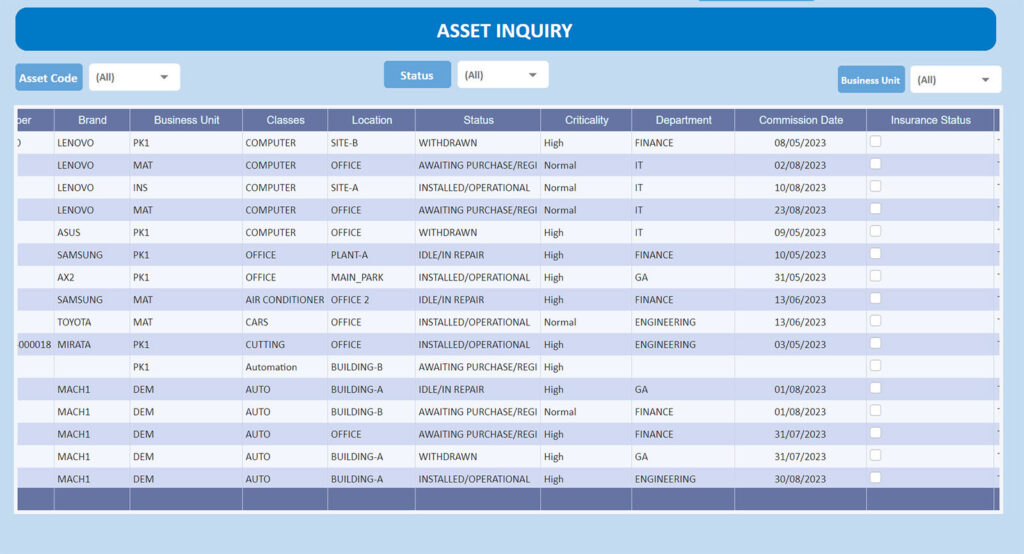 Asset Inquiry